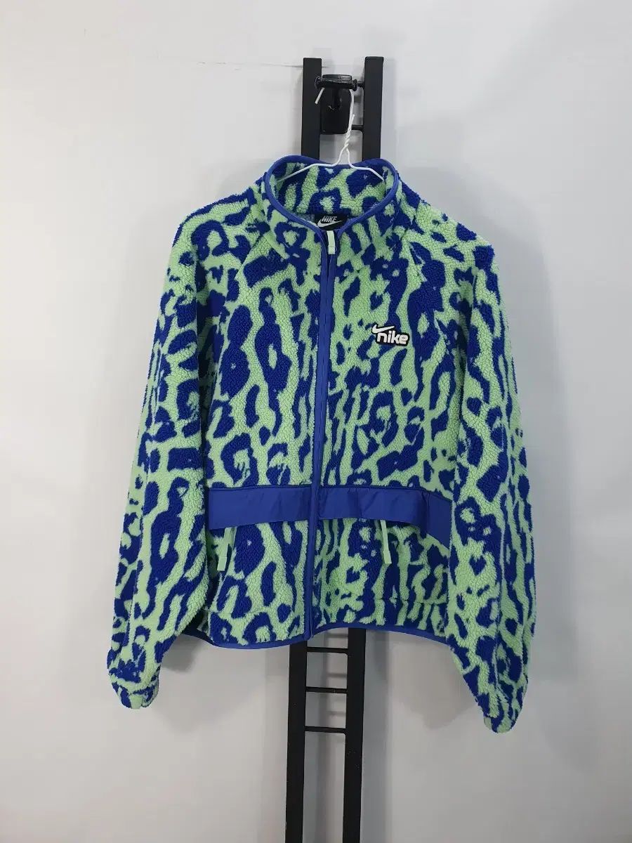 ナイキ フリース シェルパ ヒョウ柄 アニマル シープスキン ボア クロップド ジャケット グリーン xl