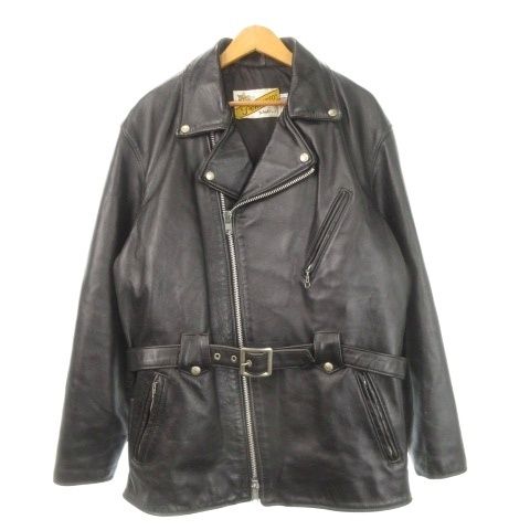 ショット SCHOTT Perfecto by N.Y.C. ダブルライダース レザージャケット 本革 ベルト バイカータグ 42 XL 黒 ブラック AH 6 GY 18