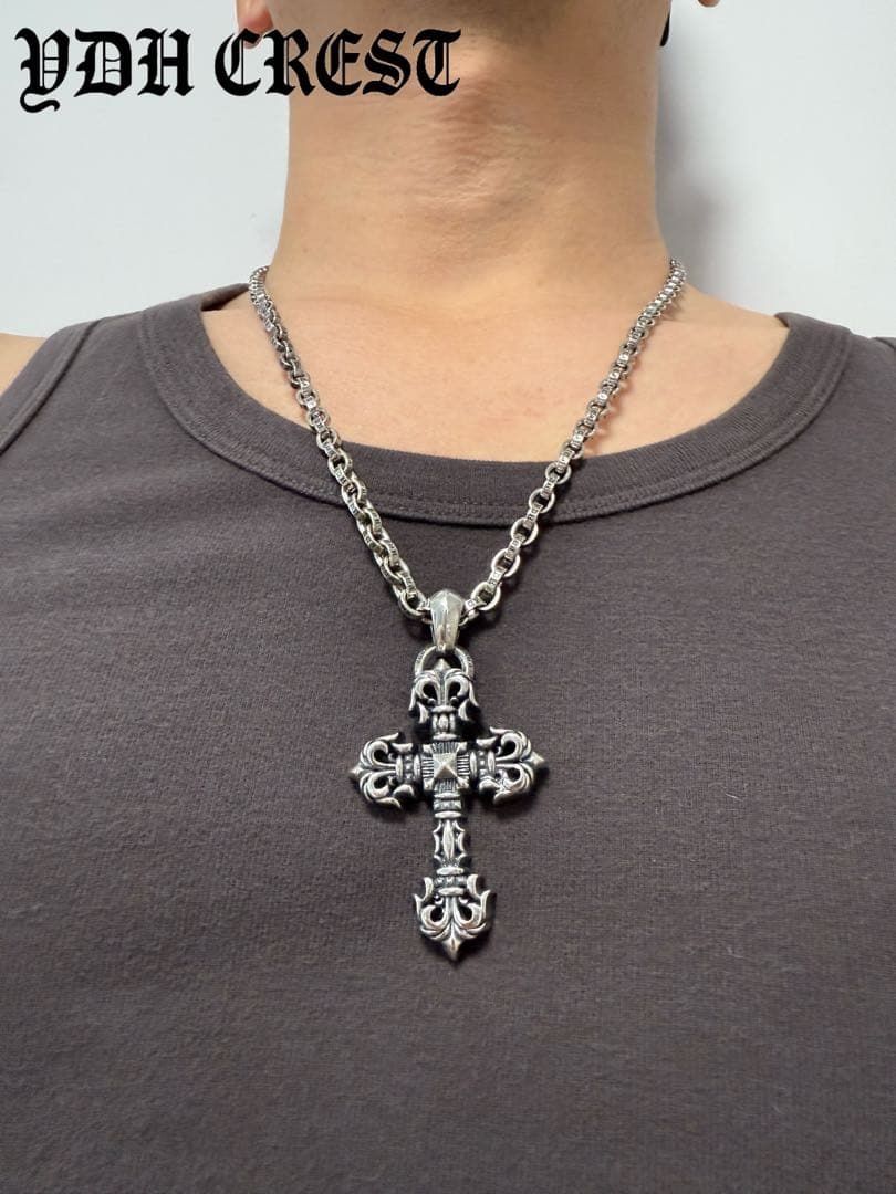 ★AKZUKL　シルバーネックレス　重量感有りクロスネックレス　刻印有り 販売 ☆AKZUKL シルバーネックレス 重量感有りクロスネックレス 刻印