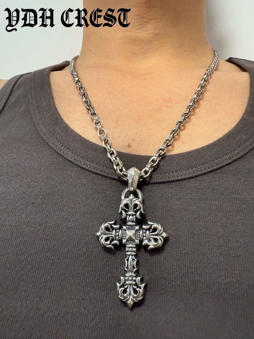 販売 ☆AKZUKL シルバーネックレス 重量感有りクロスネックレス 刻印