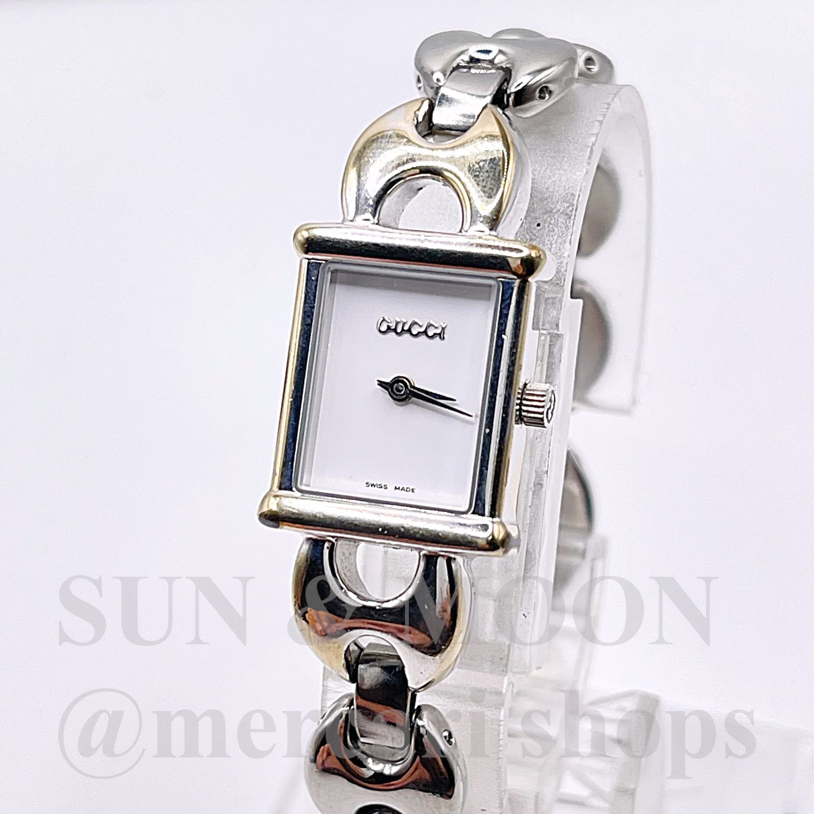 稼働 GUCCI グッチ レディース腕時計 1800 L スクエア シルバー OJ 12 2 wr