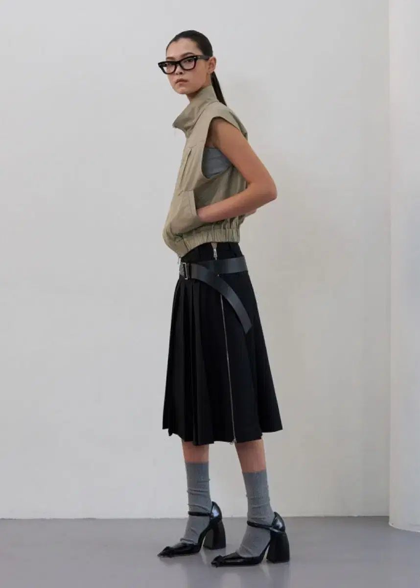 LCDC プリーツ ミディ スカート M