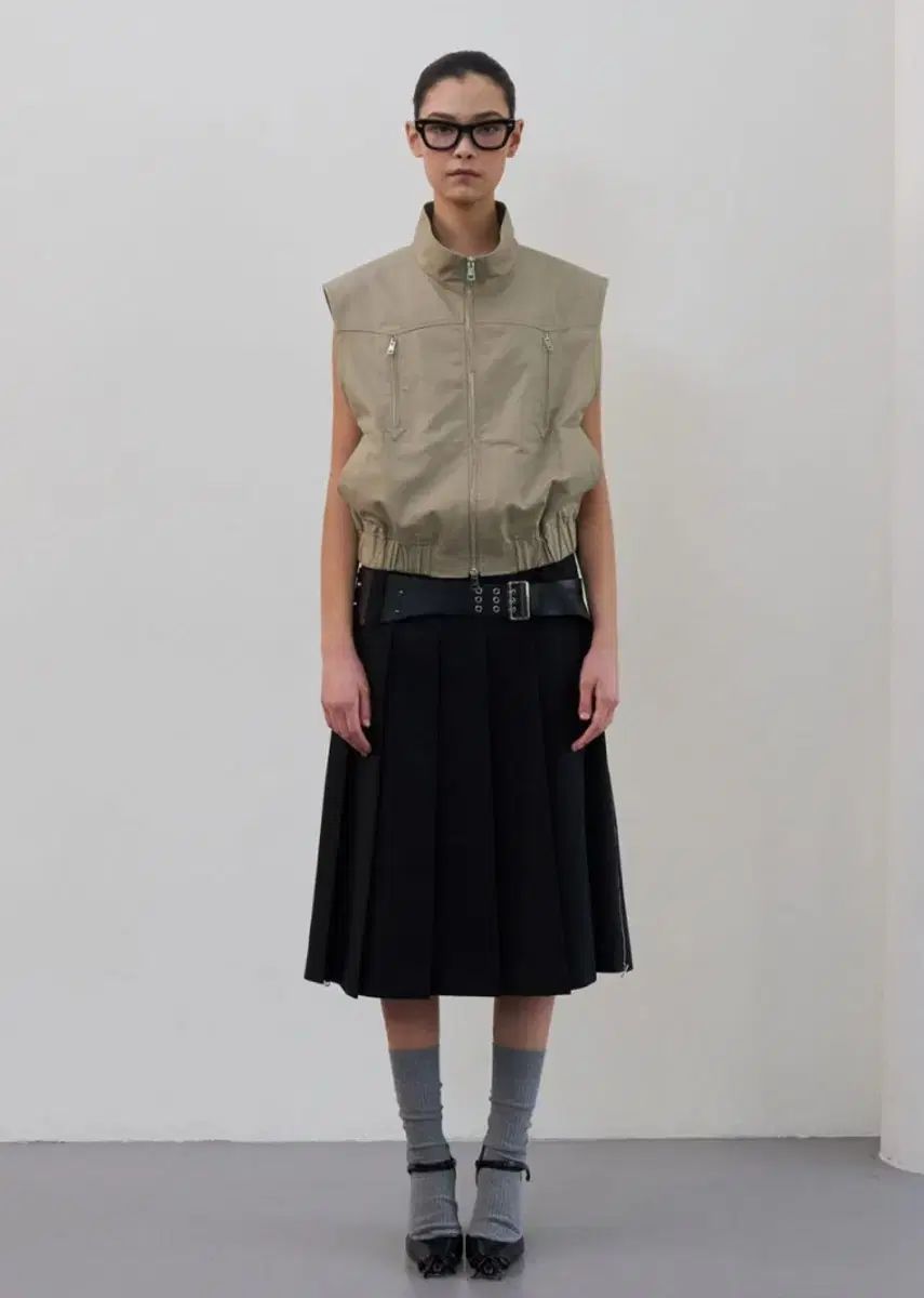 LCDC プリーツ ミディ スカート M