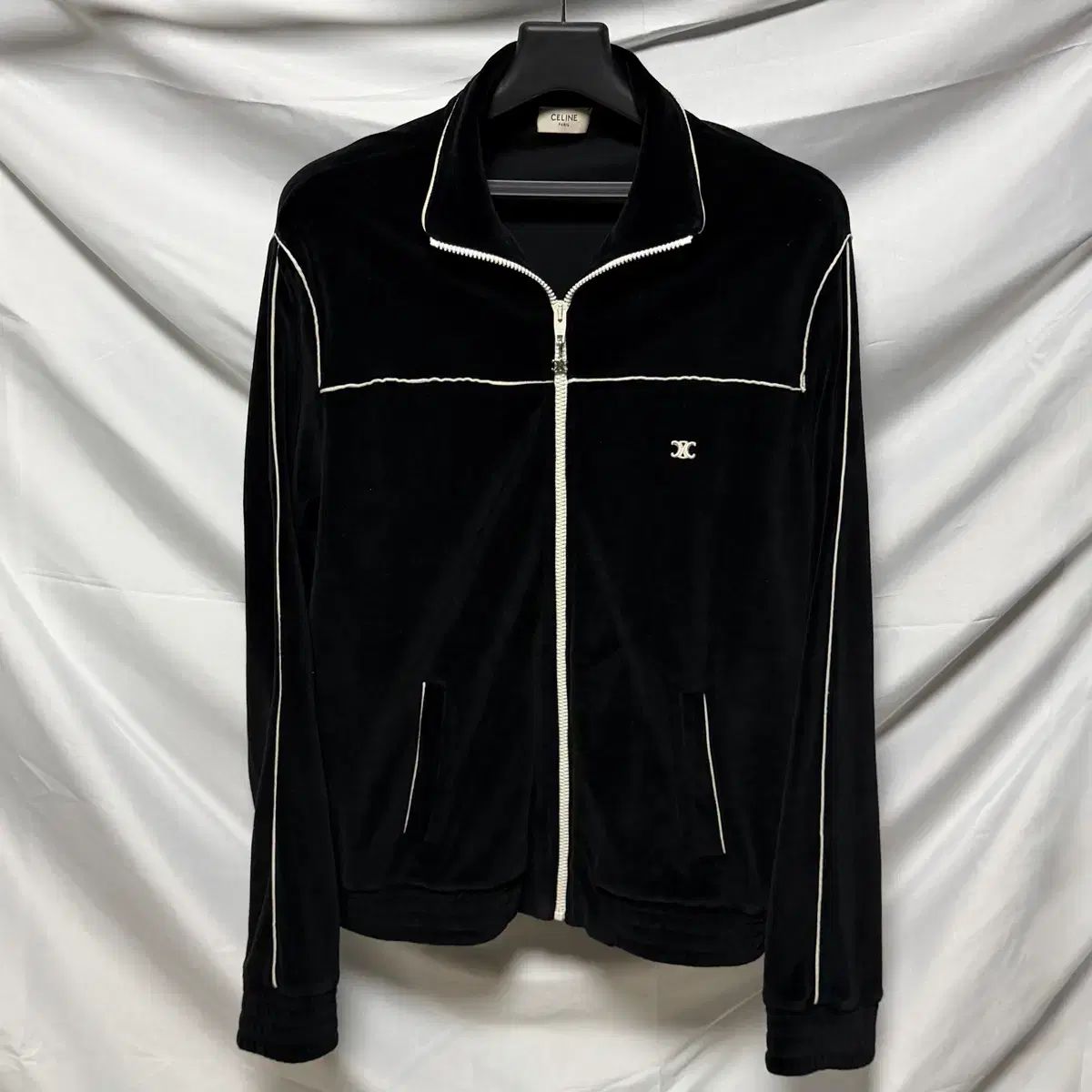 CELINE トリオンフ トラックジャケット XS CELINE(セリーヌ) Triomphe Track Jacket トリオンフ刺繍 ベロア