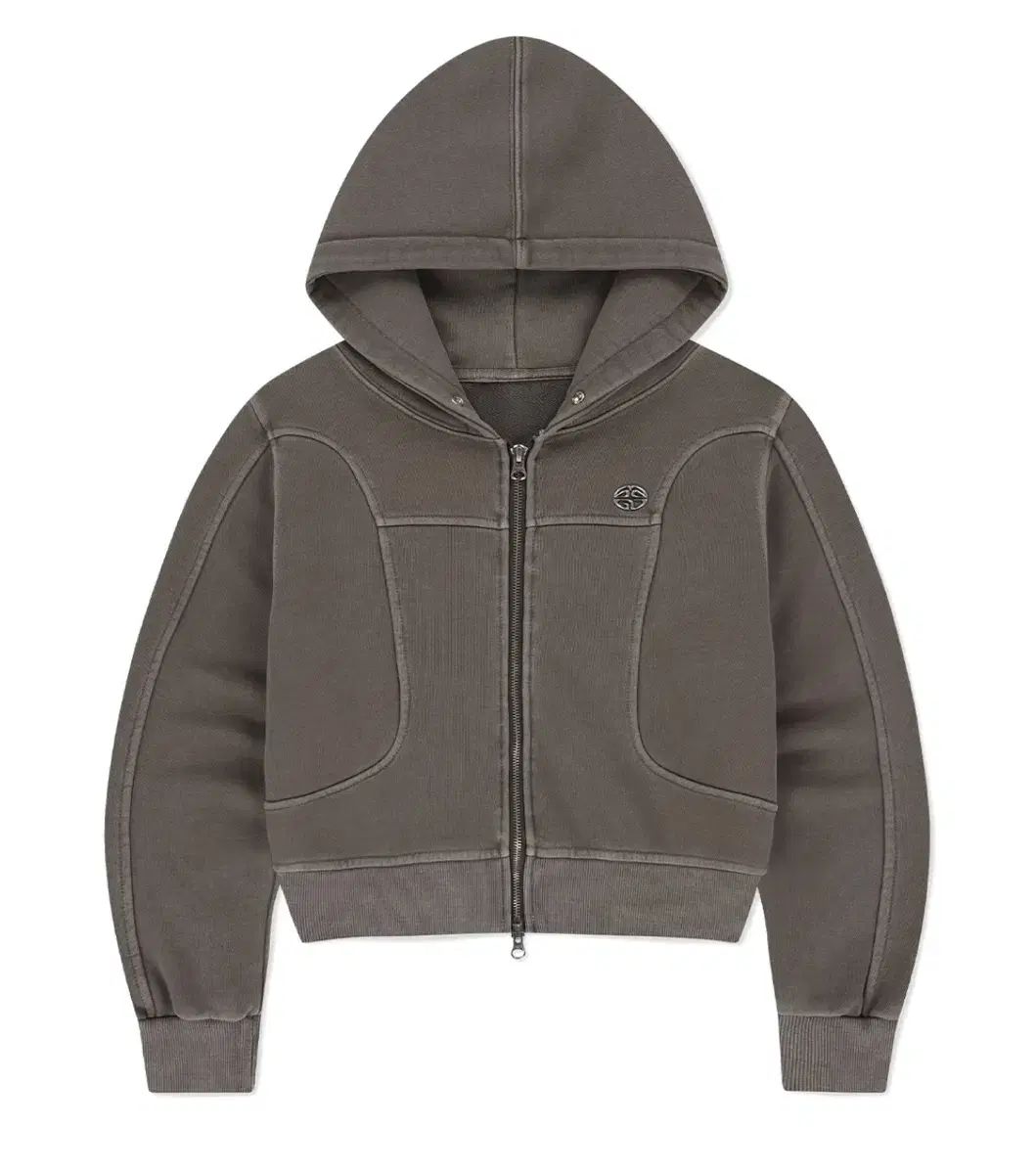 マハグリッド ピグメント バイカー クロップド フードジップアップ ブラウン