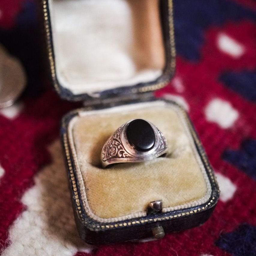 1974年製 UK Vintage Silver Onyx Ring 68