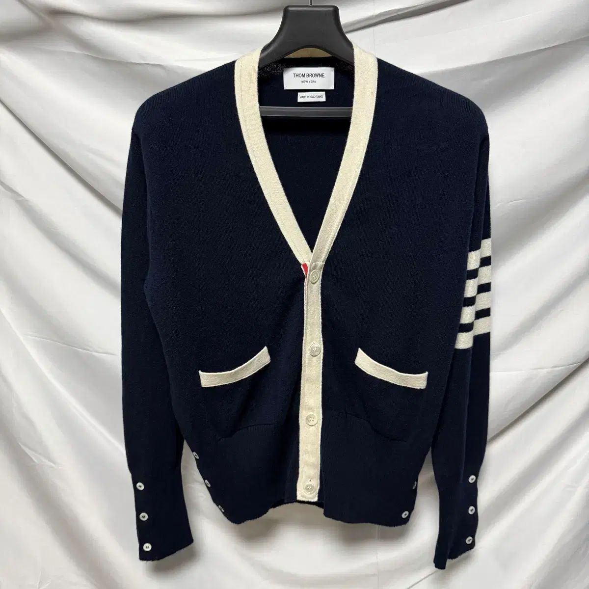 S 級 3 トム ブラウン 斜めボーダー 四本サイドライン カシミア カーディガン
