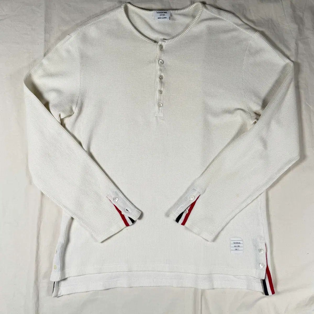 トムブラウン ワッフル ニット ヘンリーネック 長袖Tシャツ