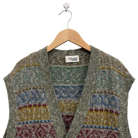 ミッソーニ MISSONI ニットベスト 柄編み Vネック マルチカラー