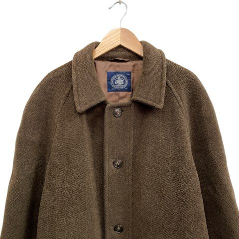 ジェイプレス J.PRESS ヘリンボーンステンカラーコート 厚手 毛 ダーク