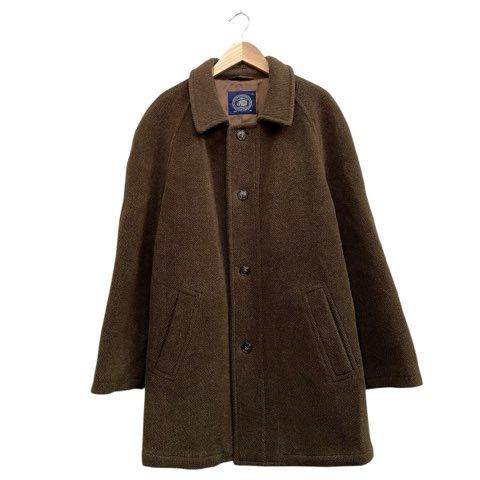 ジェイプレス J.PRESS ヘリンボーンステンカラーコート 厚手 毛 ダーク