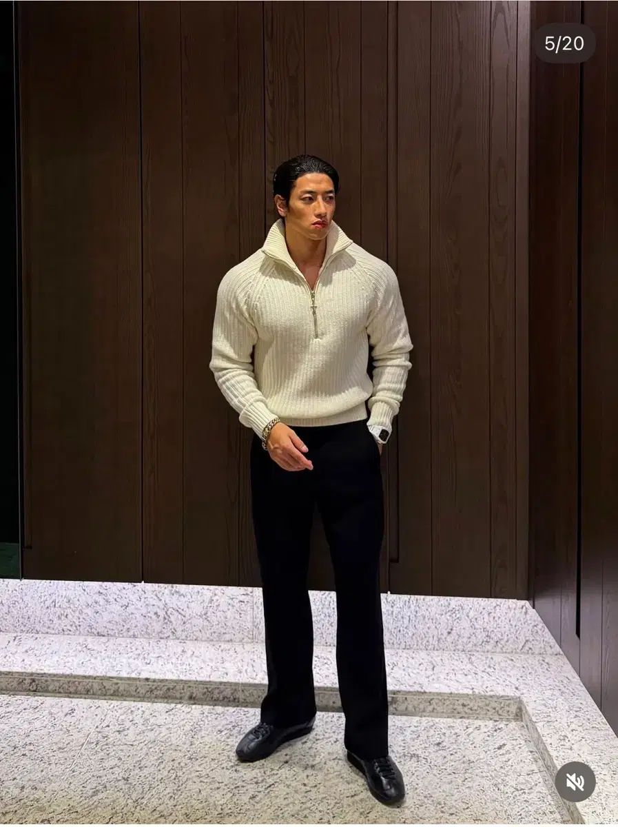 ラフィナート ハーフ ジップアップ ニット 48