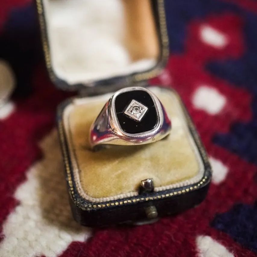 1978年製 UK Vintage Silver Onyx Ring 70
