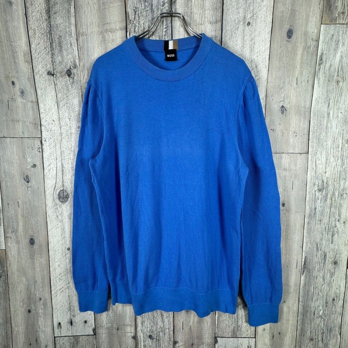 HUGO BOSS ヒューゴ ボス 無地 ブルー ハイゲージ コットン ニット