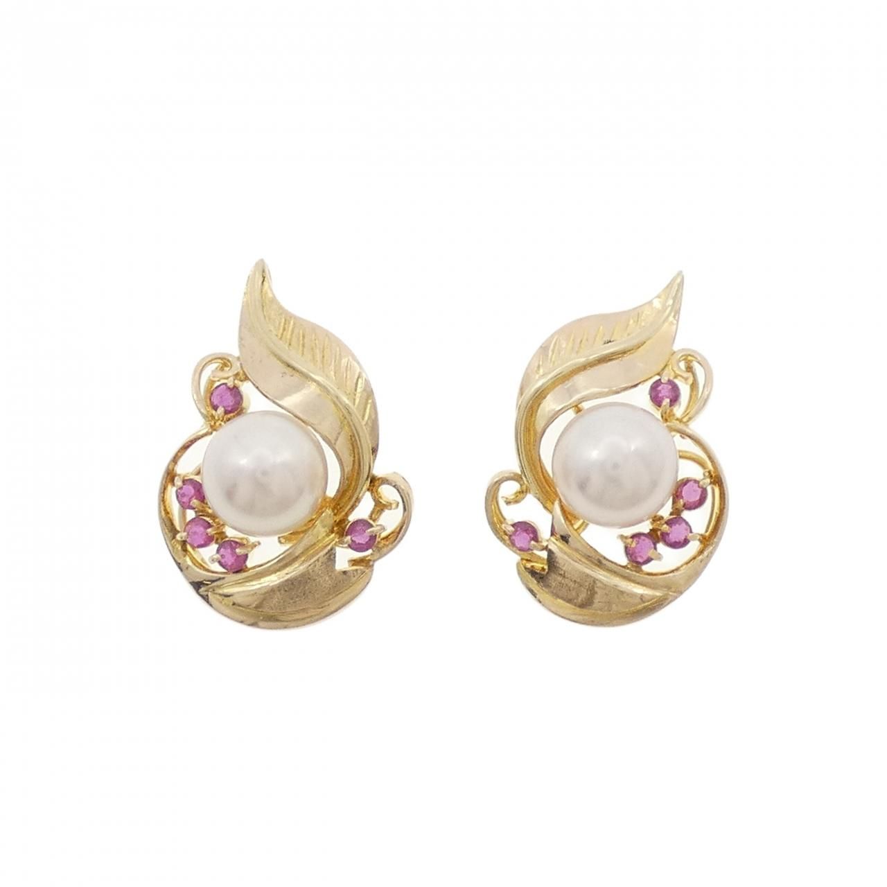 K 10 YG アコヤパール ピアス 7 mm