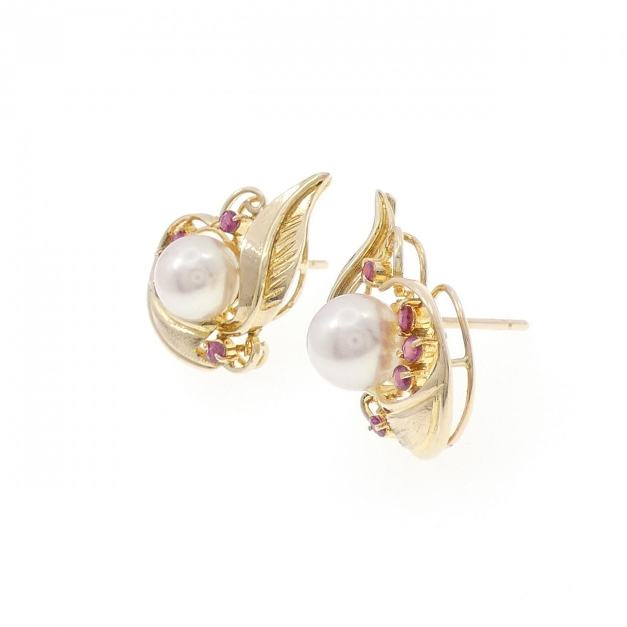 K 10 YG アコヤパール ピアス 7 mm