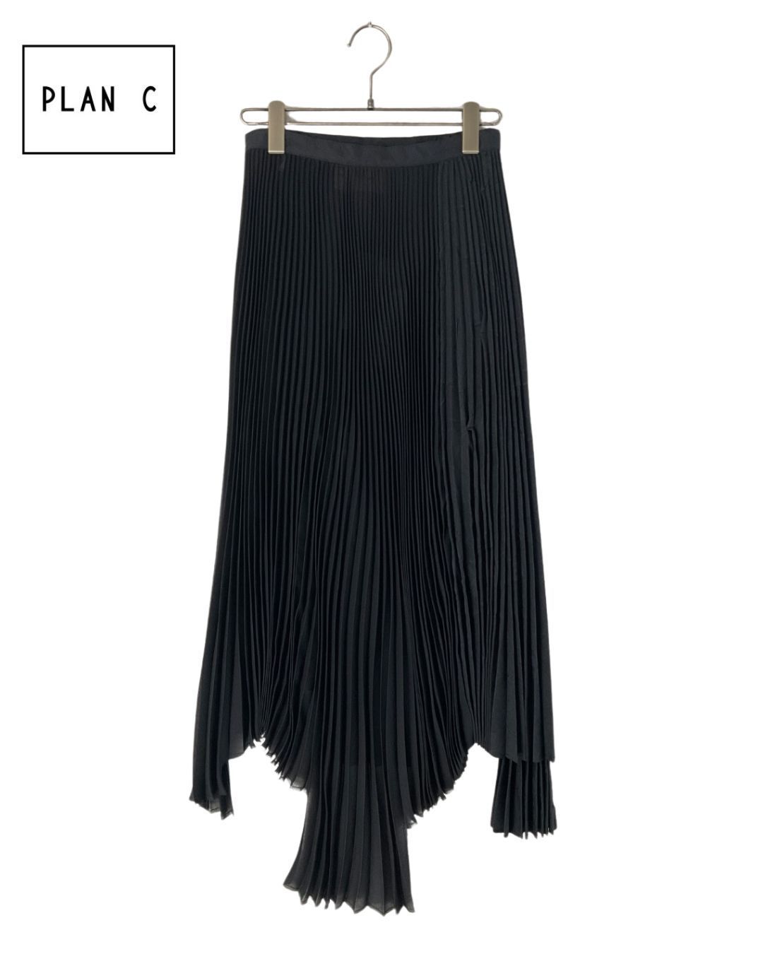 PLAN C プランシー プリーツロングスカート 36 ブラック げ交渉
