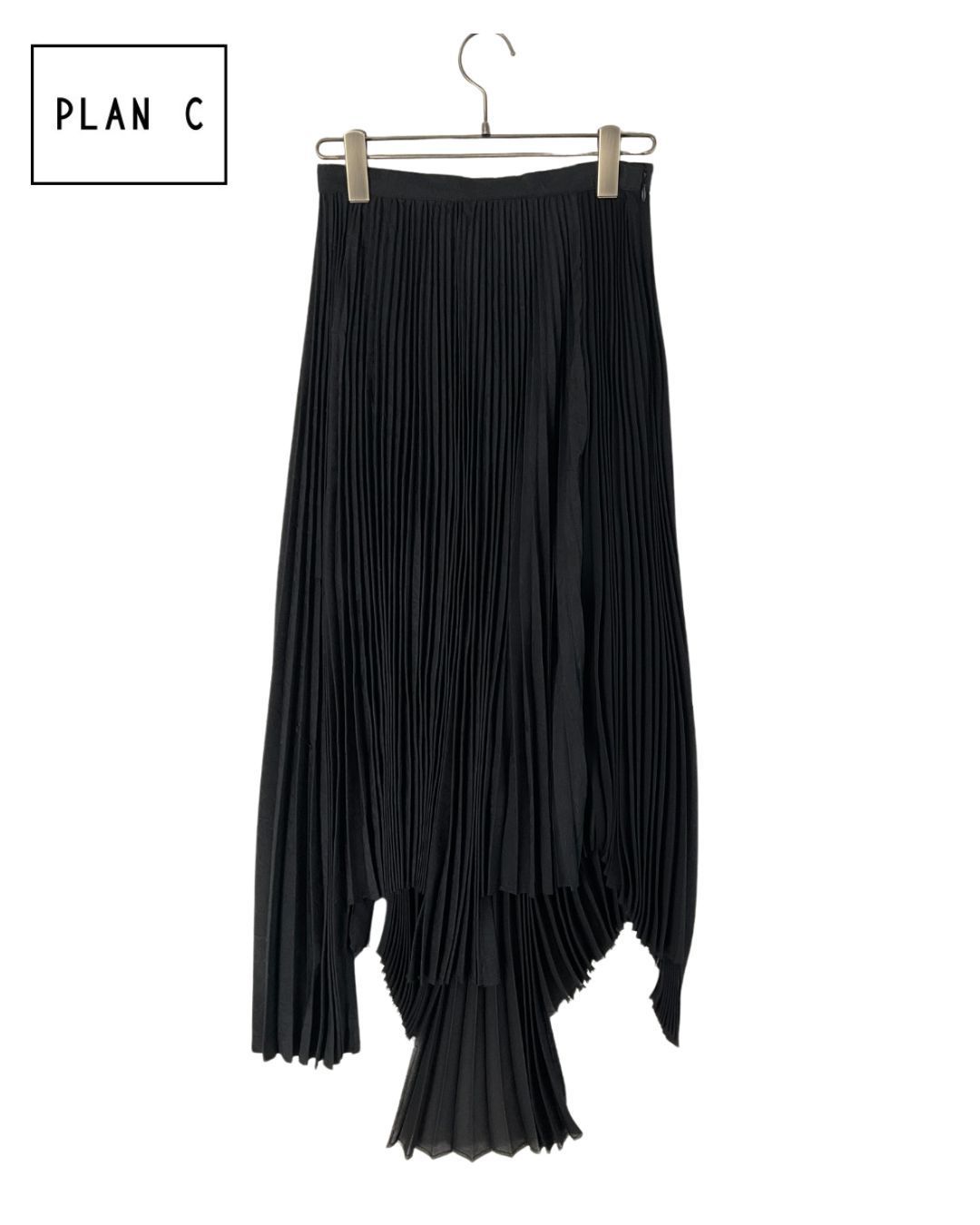 PLAN C プランシー プリーツロングスカート 36 ブラック げ交渉