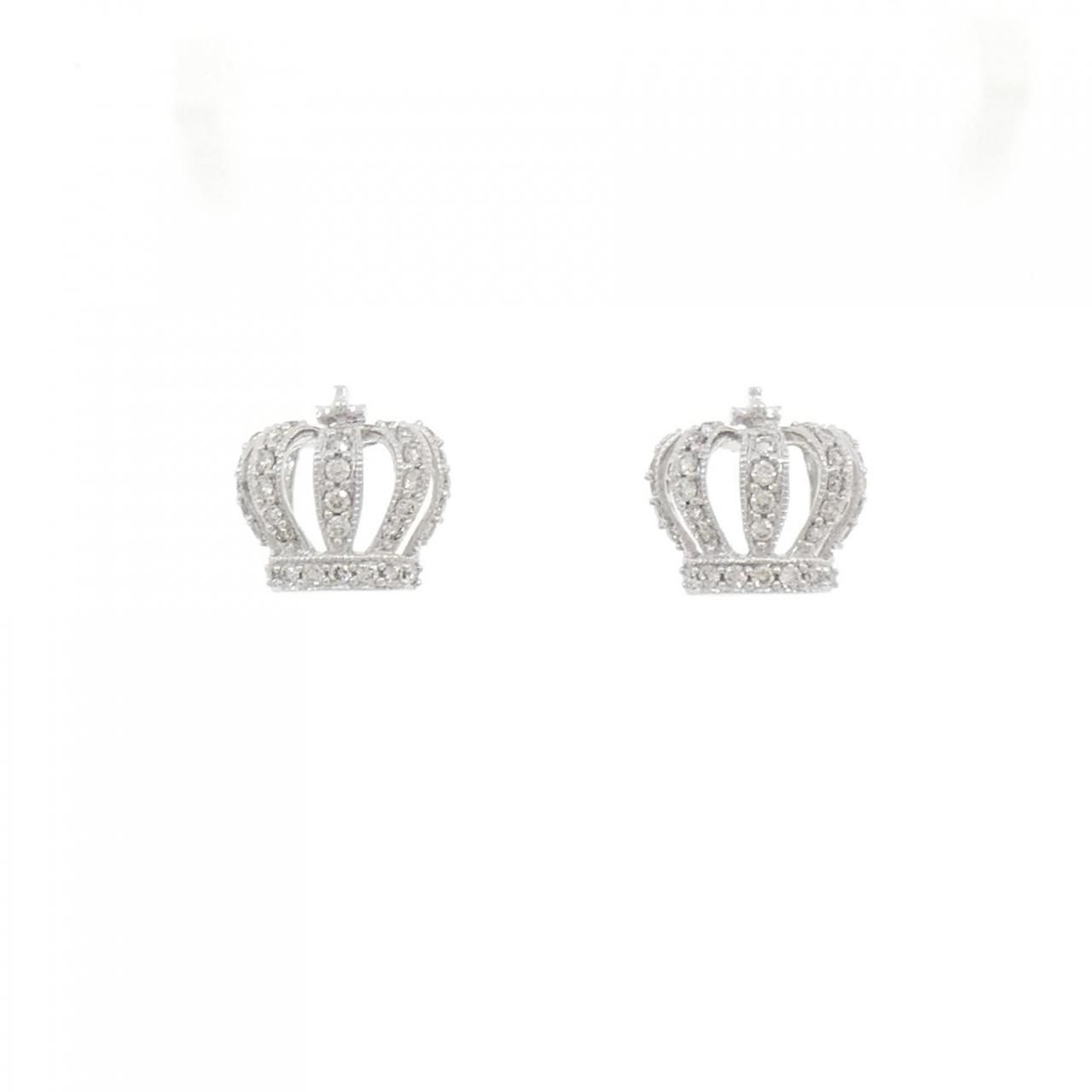 K 18 WG クラウン ダイヤモンド ピアス