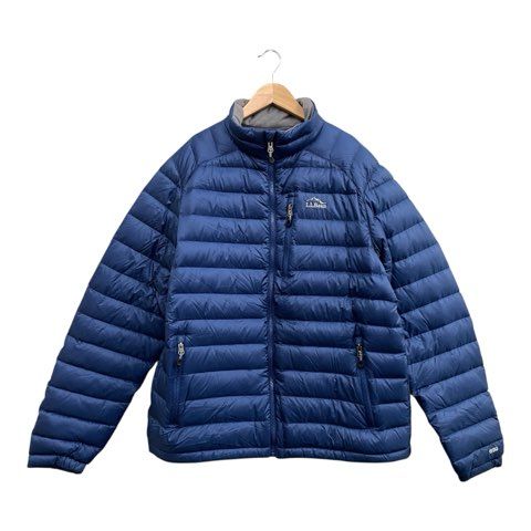 エルエルビーン L.L.BEAN ダウンジャケット 850 アウトドア スタンド 無地 ブルー サイズXL