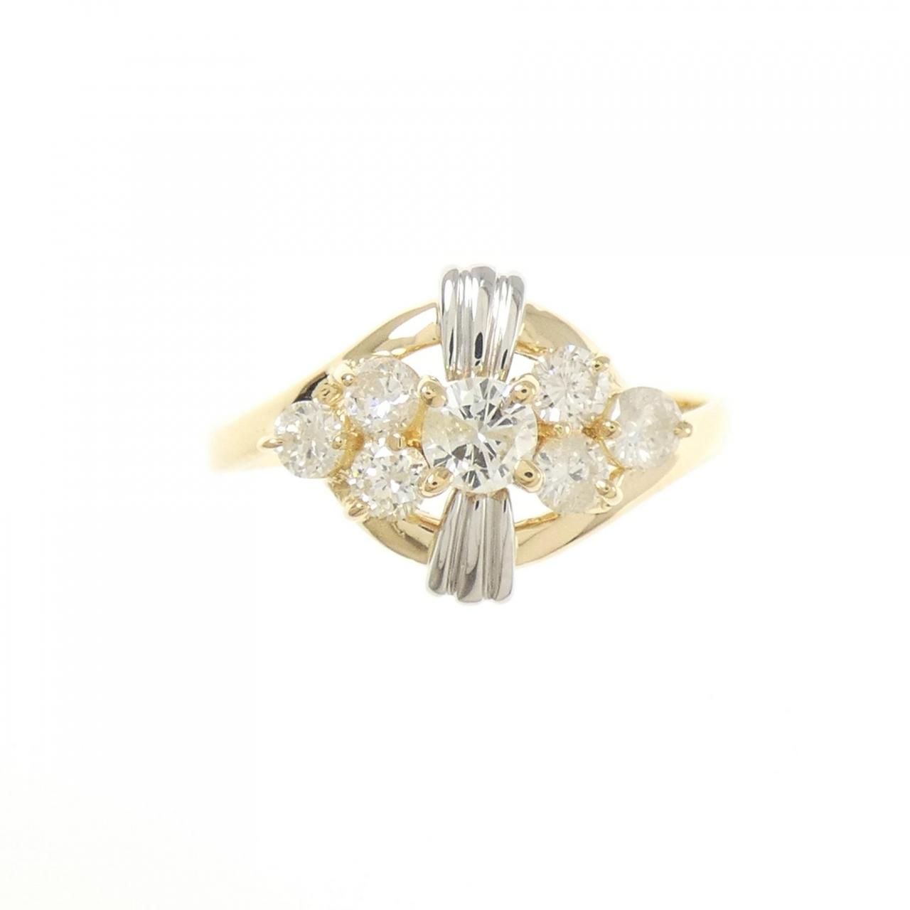 K 18 YG PT 900 ダイヤモンド リング 0.52 CT