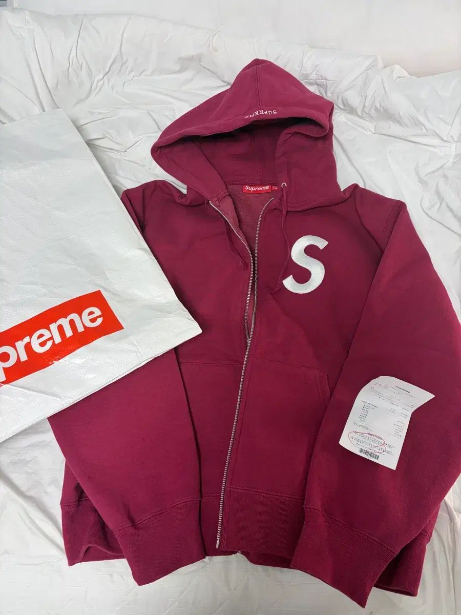 Supreme シュプリーム S ロゴ ジップアップ フーデッドスウェットシャツ ラズベリー - 25 FW