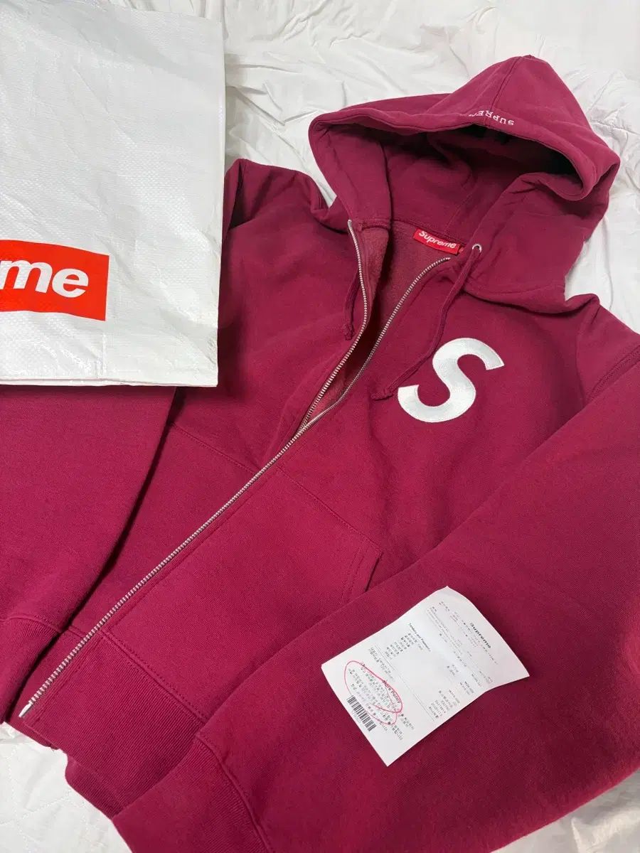 Supreme シュプリーム S ロゴ ジップアップ フーデッドスウェットシャツ ラズベリー - 25 FW