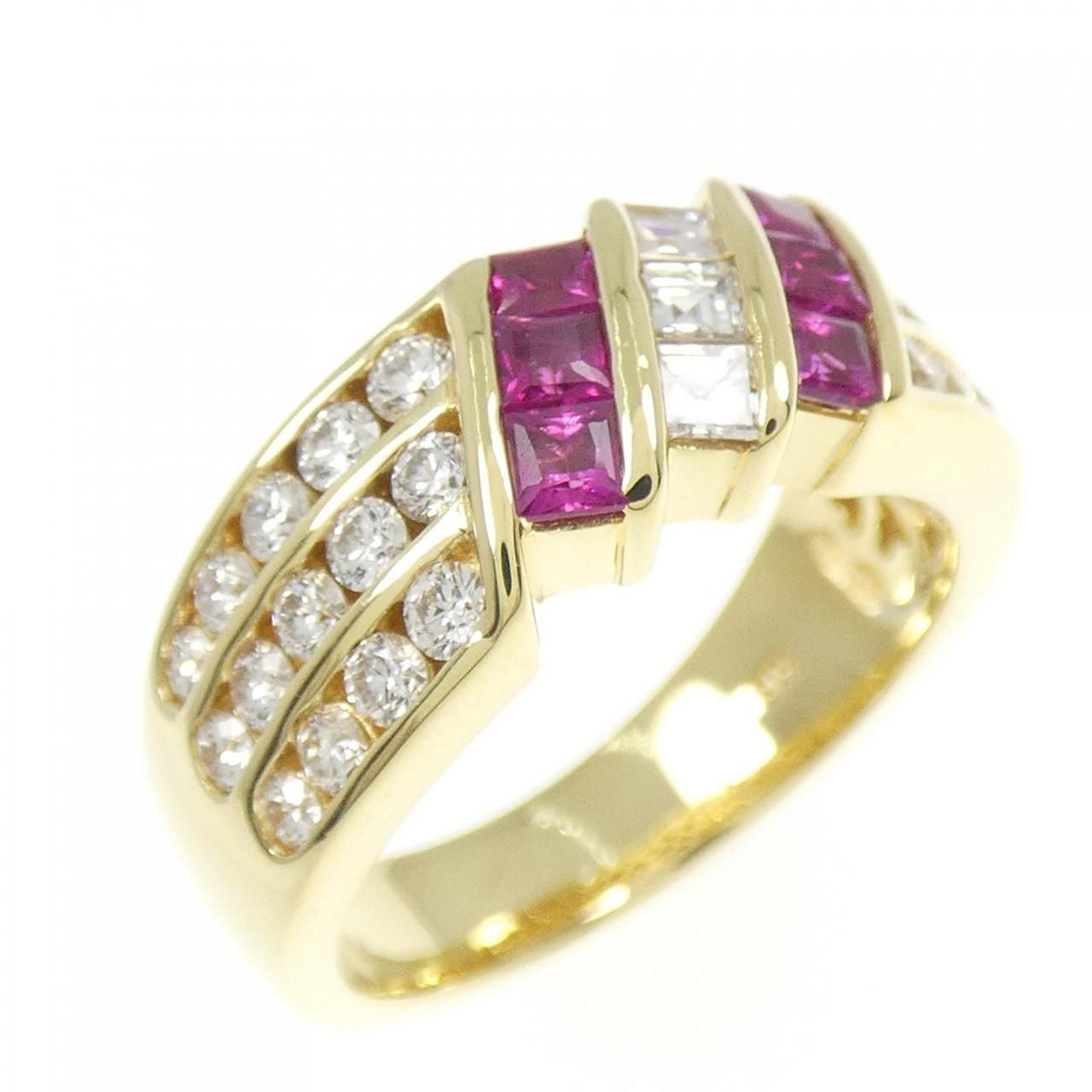 K 18 YG ルビー リング 0.45 CT