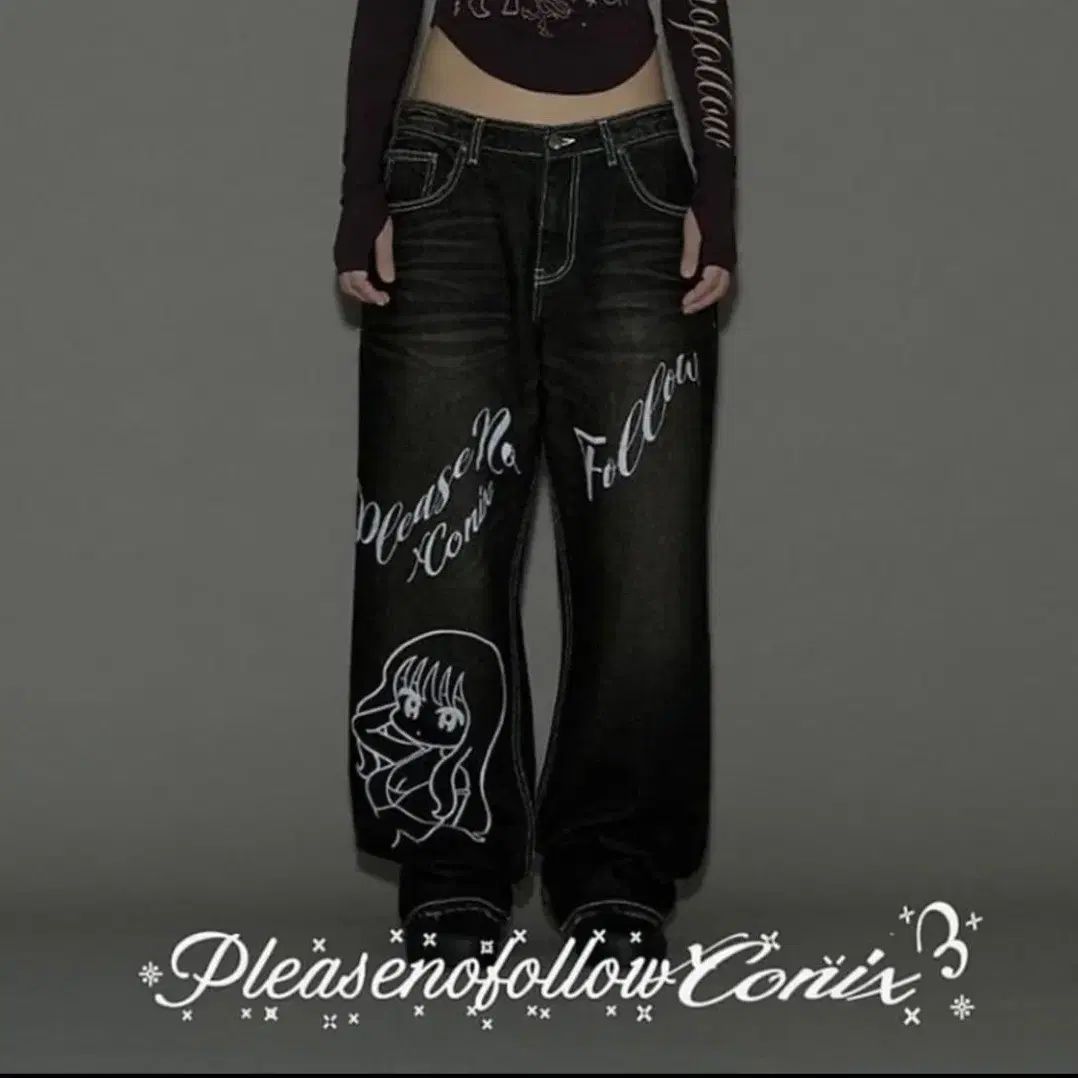プリーズノーフォロー Pleasenofollow 플노팔 コニック ウォッシュド デニム パンツ