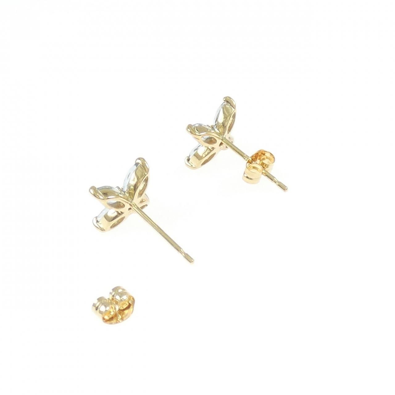  K 18 YG フラワー アクアマリン ピアス イヤリング アクセサリー