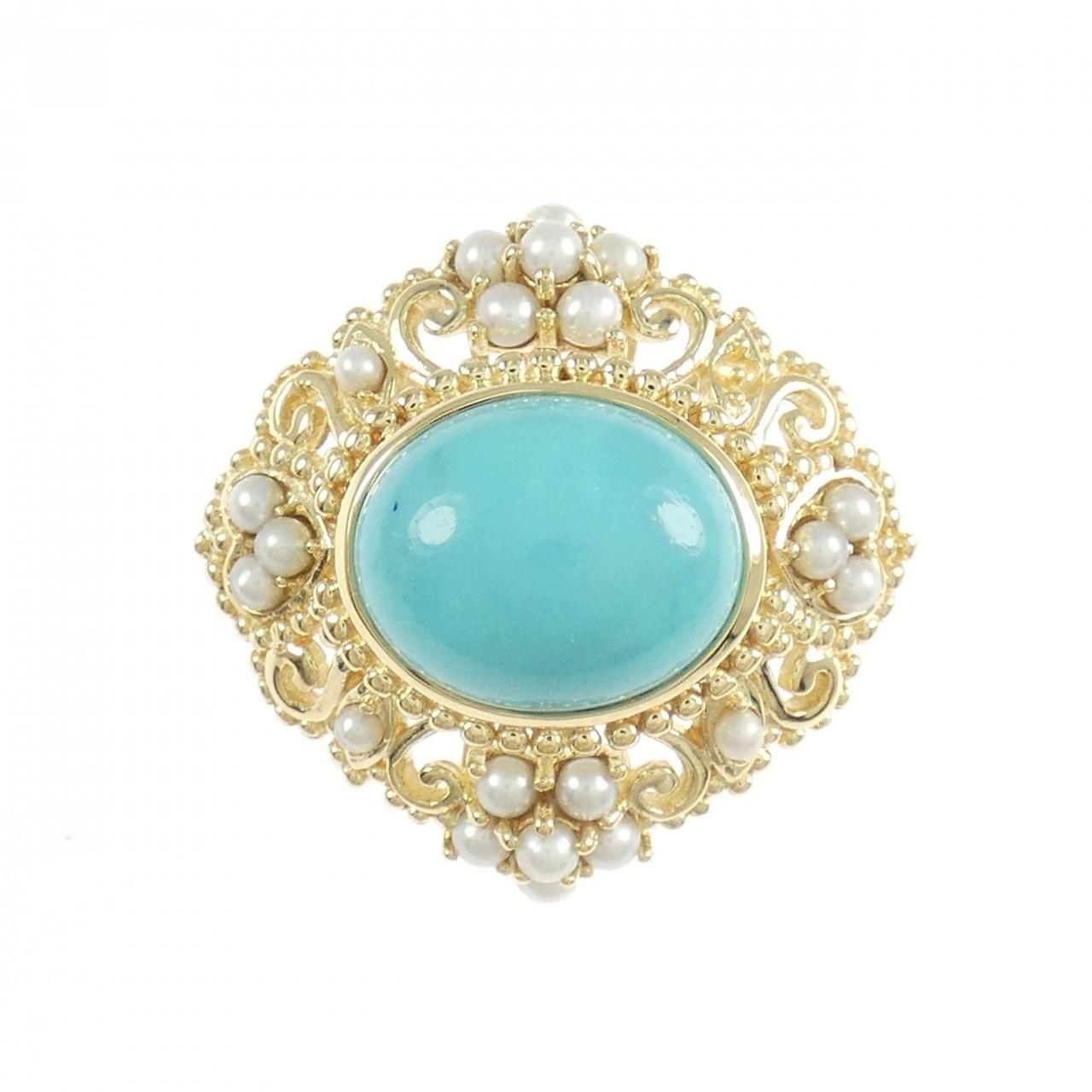 K 18 YG ターコイズ リング 3.50 CT