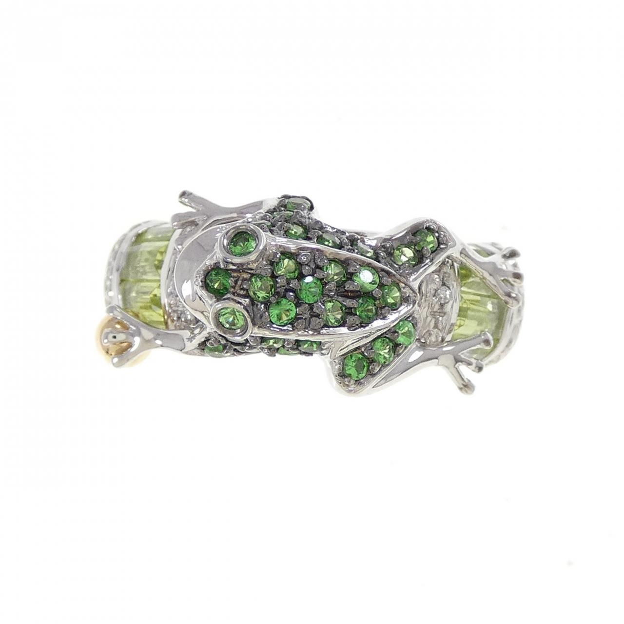 K 18 WG YG フロッグ ストーン リング