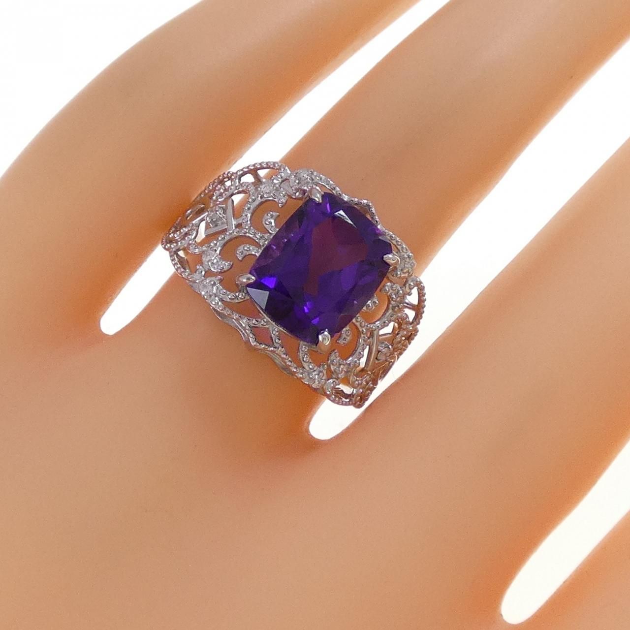  K 18 WG アメジスト リング 3.15 CT リング 指輪 アクセサリー