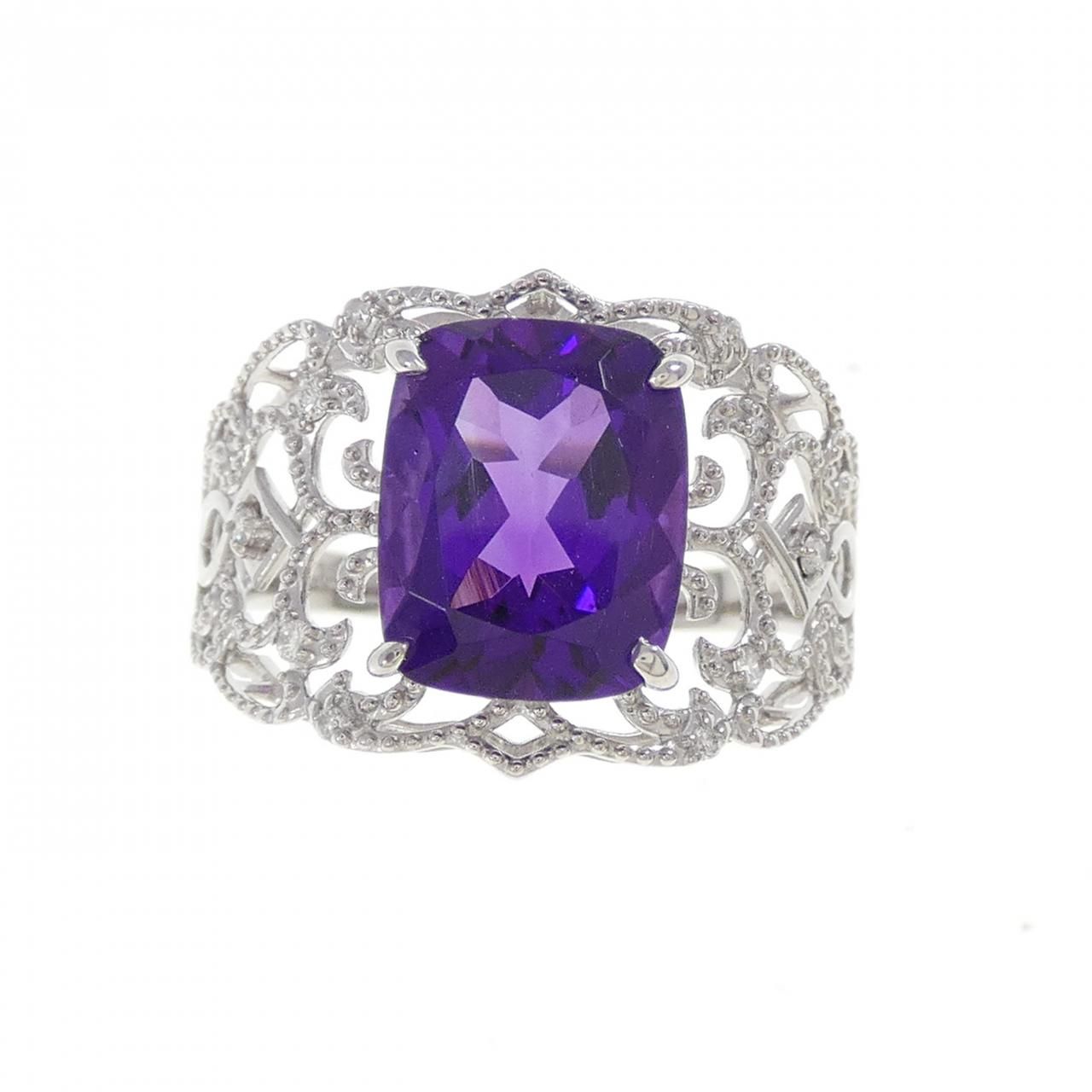 K 18 WG アメジスト リング 3.15 CT