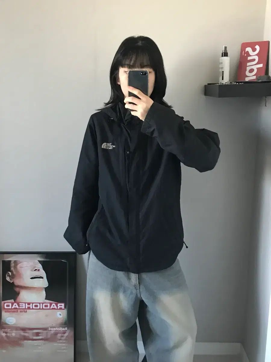 THE NORTH FACE ザノースフェイス ロゴ WIND AND WISH ブラック ウィンドブレーカー ジャケット