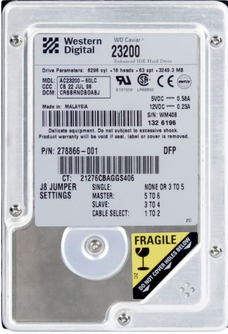 格安，低価 【3年保証】Hard Drive WD Car AC23200-60LC Compaq 278866-001 3.2GB 5400RPM ATA 3. 内蔵型ハードディスクドライブ