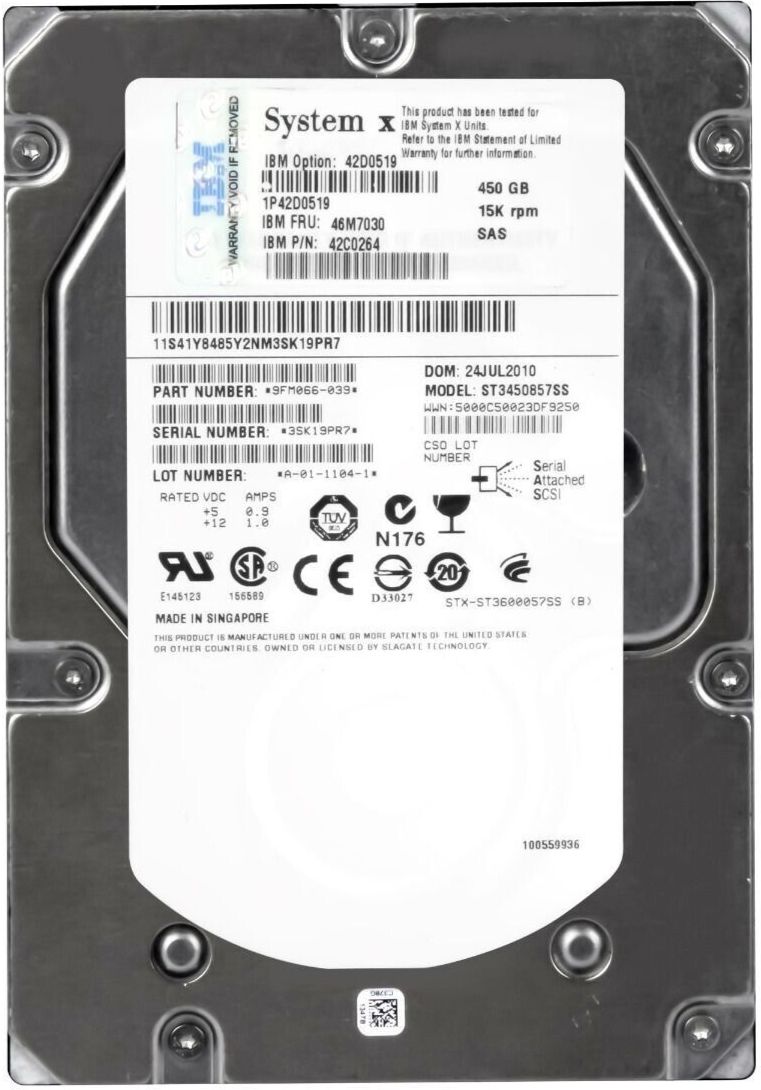 3年保証 Hard Drive IBM 46 M 7030 42 C 0264 450 GB 15000 U Min 16 MB SAS