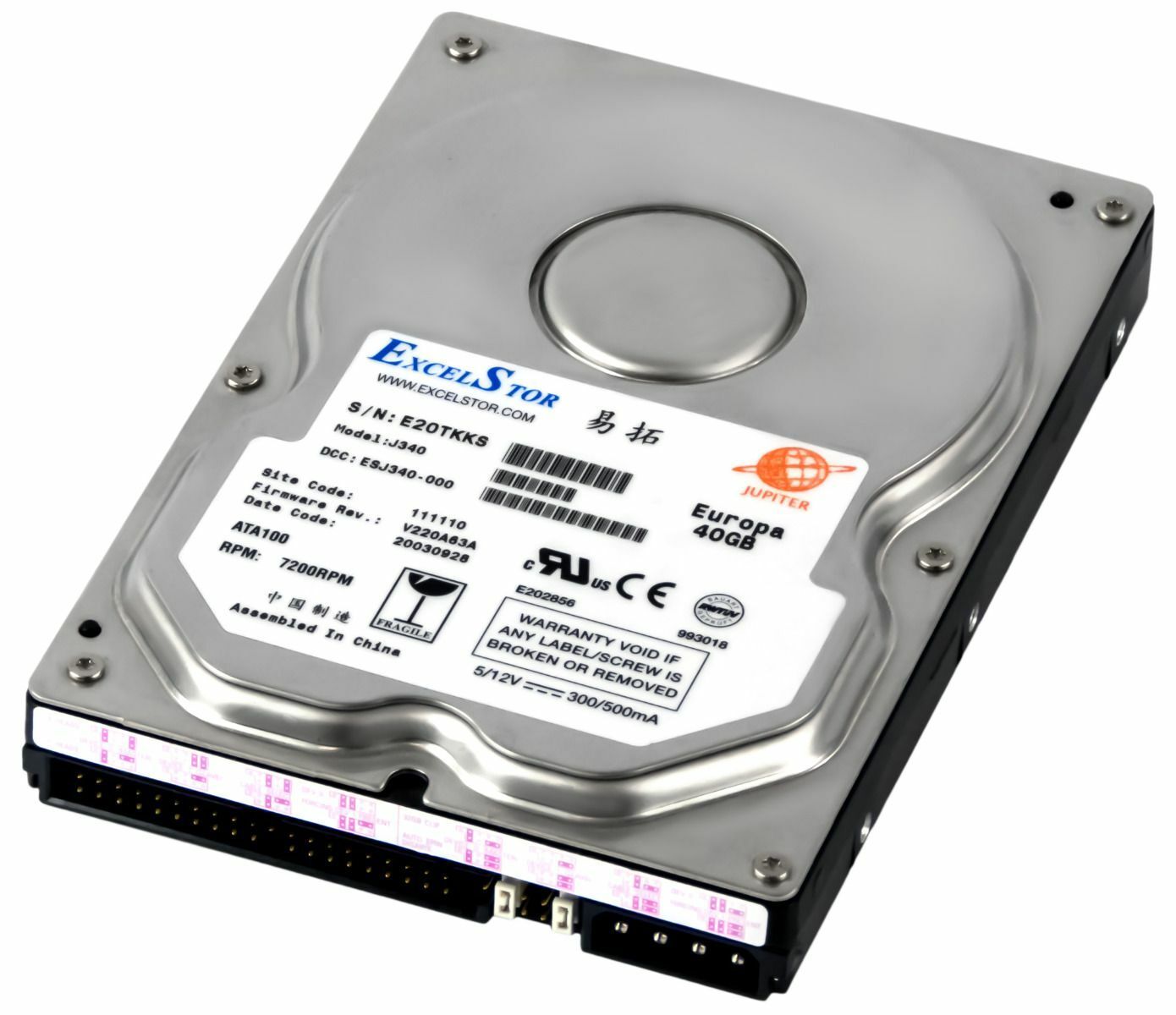 3年保証 Hard Drive Excelstor Europa J 340 40 GB 7200 RPM 2 MB ATA PATA IDE 3