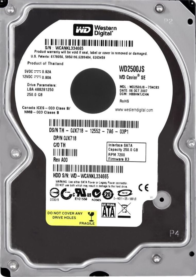 3年保証 Hard Drive Dell 0 JX 718 250 GB 7200 U Min SATA II 8 MB 3.5