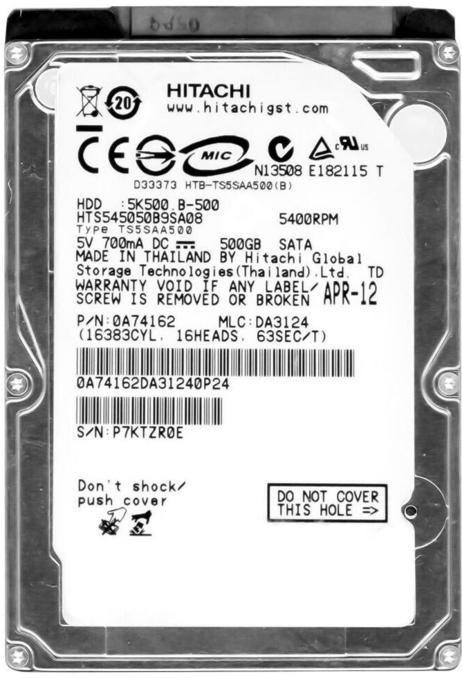3年保証 Hard Drive Hitachi Travelstar 5 K 500 GB 4 8 MB SA