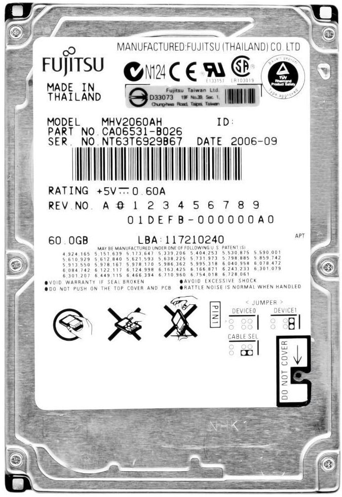 3年保証 Hard Drive Fujitsu 60 GB 5400 RPM PATA ATA IDE 8 MB Cache 2 5