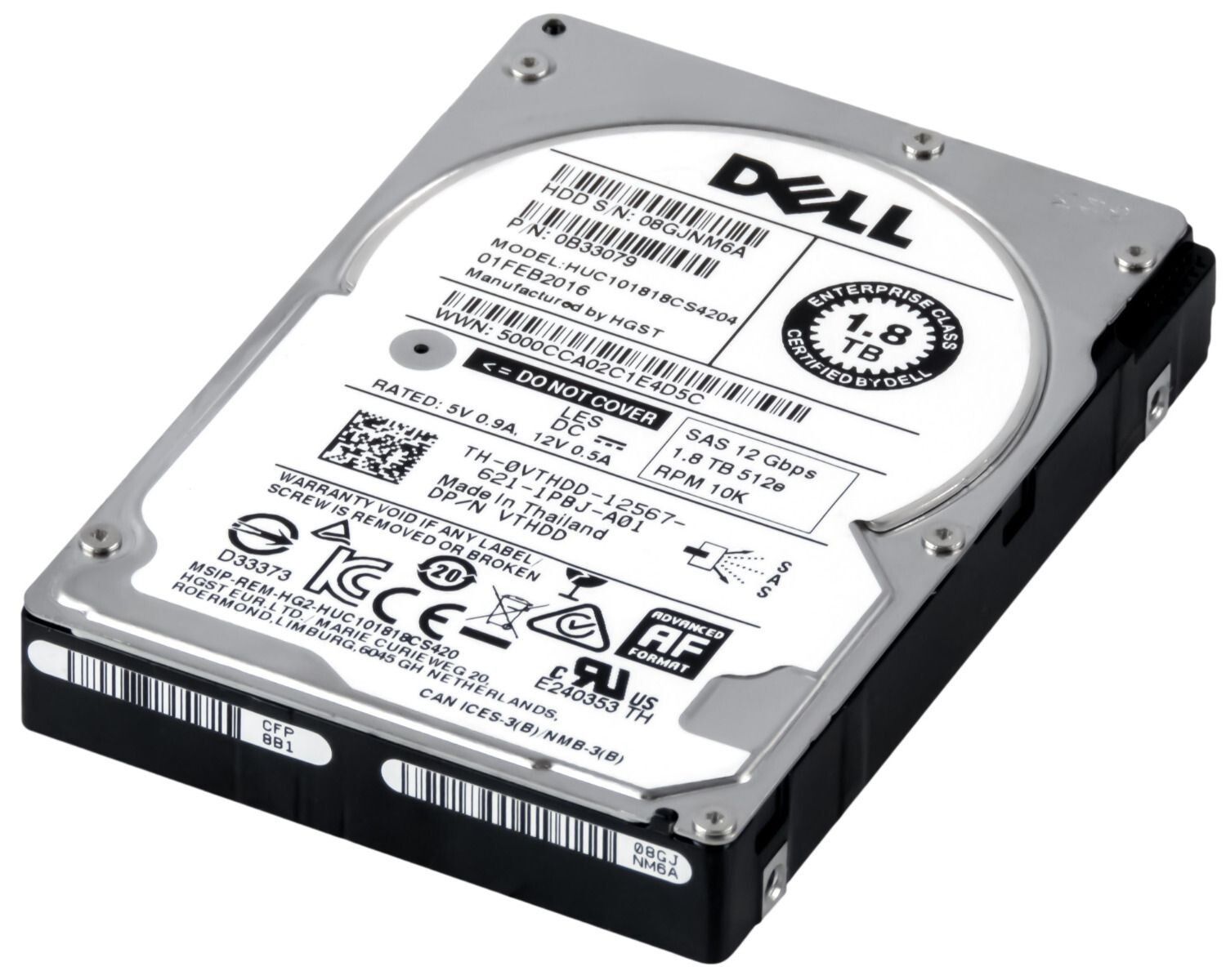 3年保証 Dell Hard Drive 0 VTHDD 1.8 TB 10 K 128 MB SAS-3 2.5