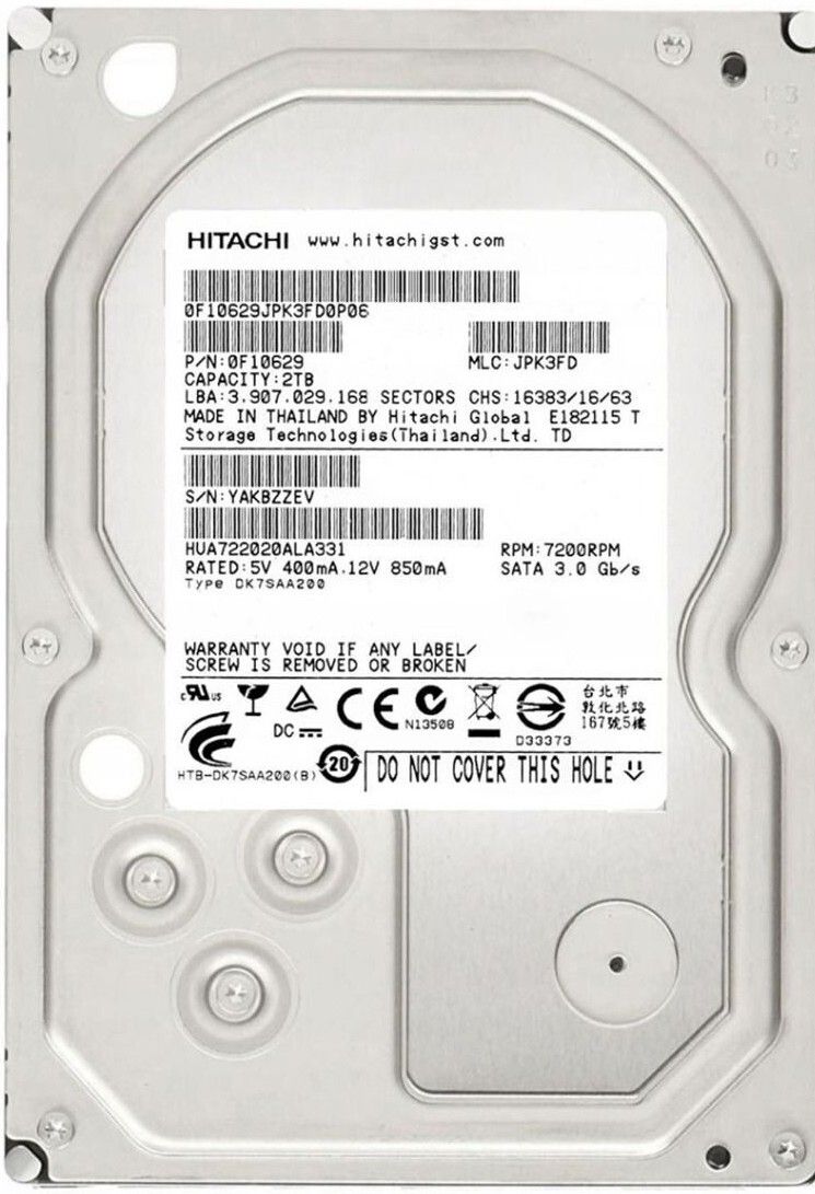 3年保証 Hitachi Ultrastar A 7 K 2000 2 TB 7200 RPM 32 MB SATA II 3
