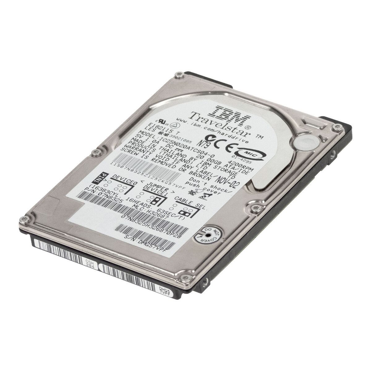 3年保証 Hard Drive IBM Travelstar 40 GN 0 07 N 8325 20 GB 4 2 K MB