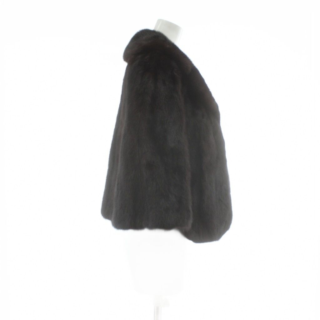 ノーブランド ファーコート ポンチョ ケープ アウター 毛皮 ミンク 茶色 ブラウン XZ GY 18