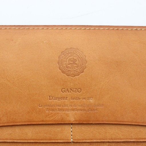 ガンゾ GANZO 長財布 お札入れ 二つ折り リザード レザー ロゴ 黒