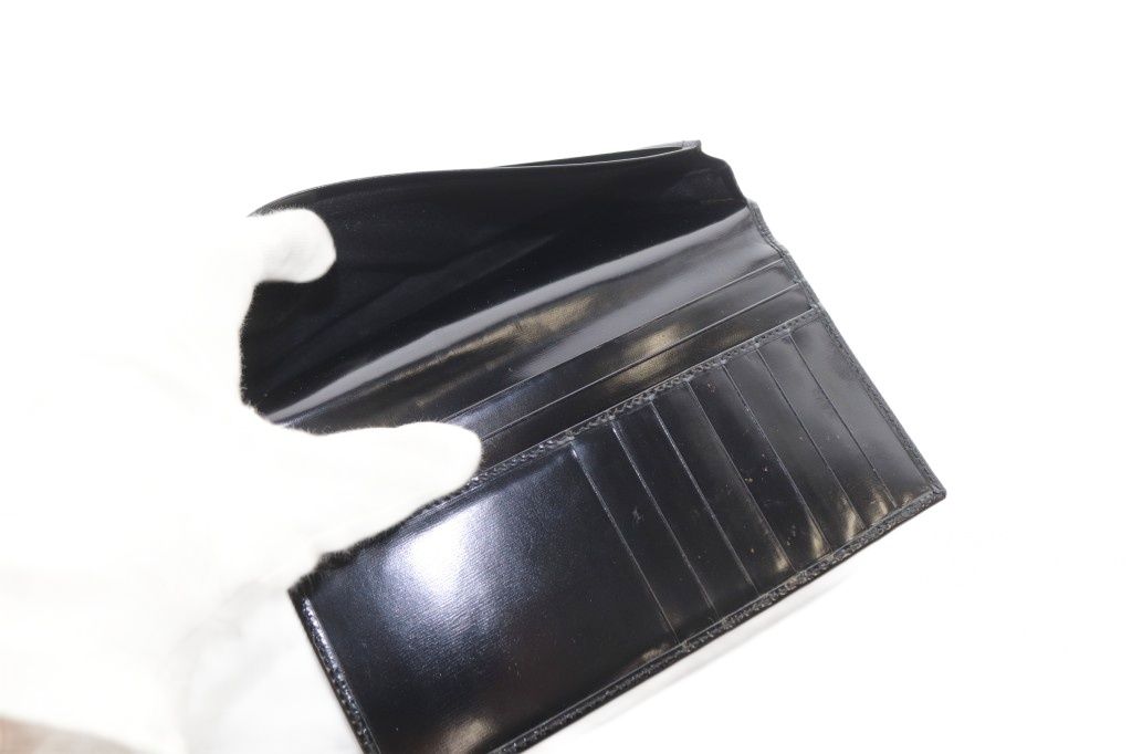 ブルガリ BVLGARI 長財布 お札入れ エナメルレザー ブラック /YO14