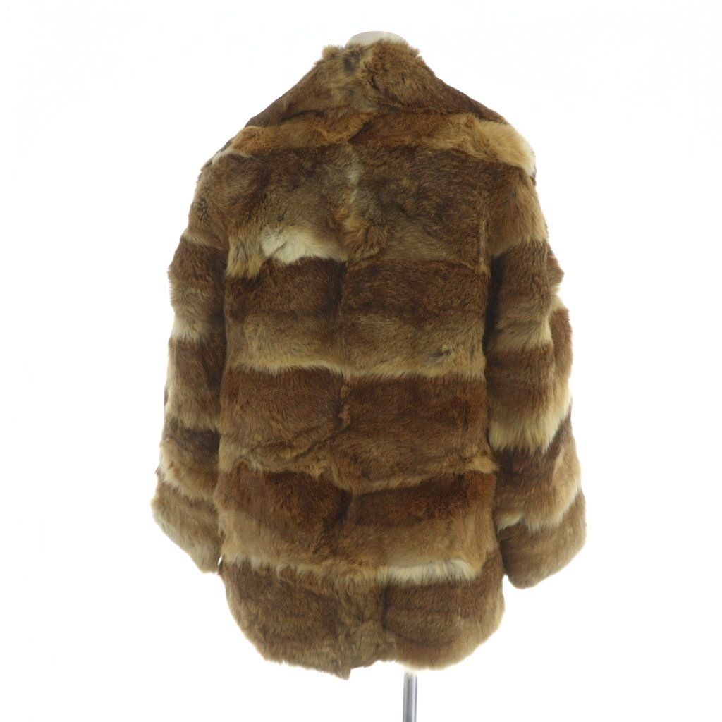 Maweyka 毛皮コート ラビットファー ショート 総裏地 長袖 茶 ブラウン GY 18 MQ
