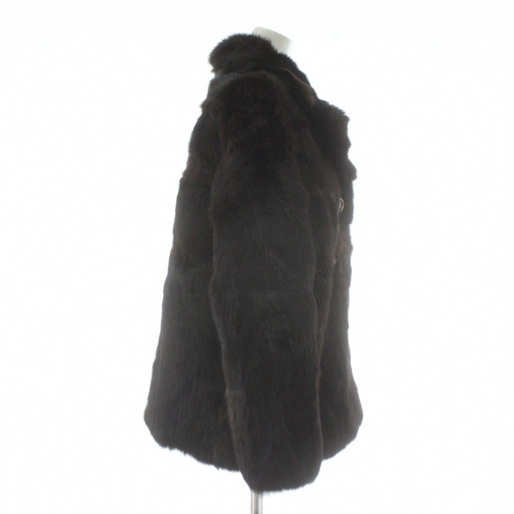 ノーブランド ファーコート アウター 毛皮 ラビット ミドル 茶色 ブラウン XZ GY 18