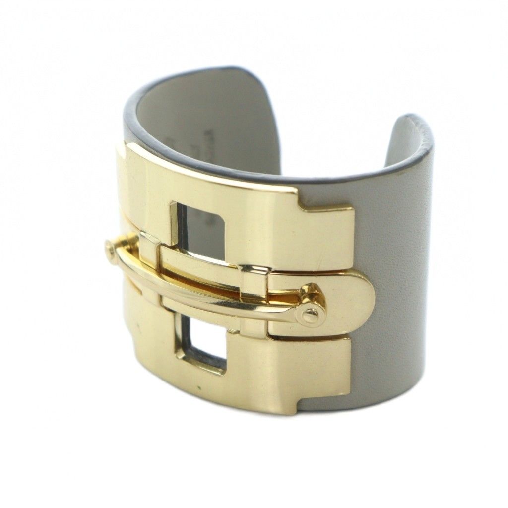 トッズ TOD S バングル ブレスレット レザー ロゴ グレー GY 18 MQ